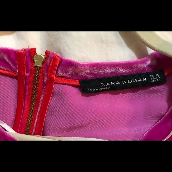 N/A!  - New w/o Tag ~ ZARA ~ Fuchsia SILK Blend VELVET~ Cap Sleeve Top - Picture 3 of 4